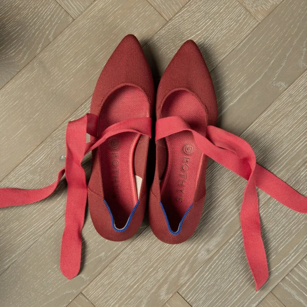 ROTHY’S Shoes Mary Jane Bow Tie Point Toe Flats Red US W8.5 - Picture 9 of 12